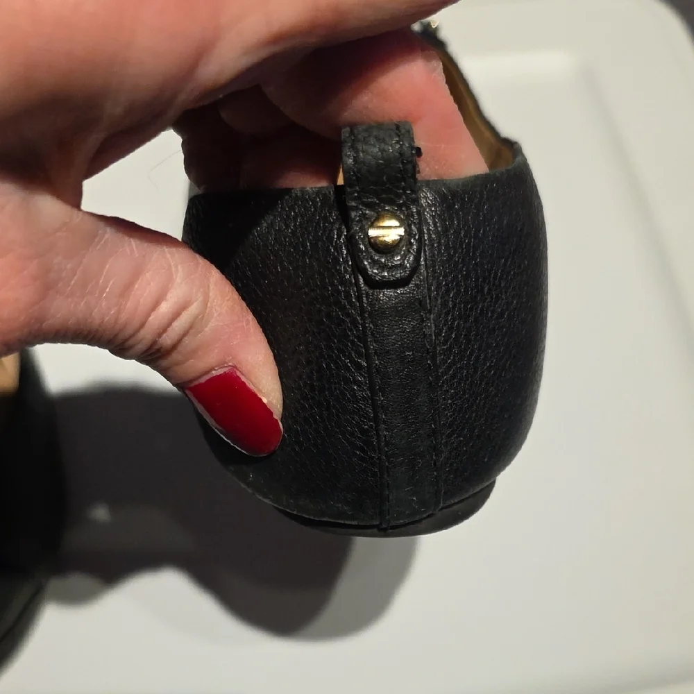 Tory Burch Black Leather Flats with Logo Accent - Picture 9 of 16